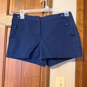 LOFT Navy Riviera Button-Detail Shorts